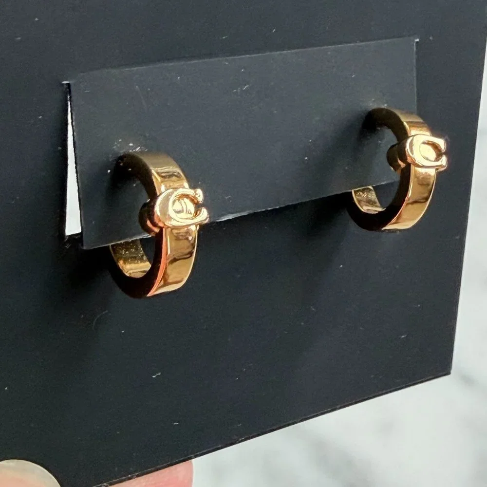 Coach Signature C Huggie Hoop Earrings - New - Picture 6 of 7